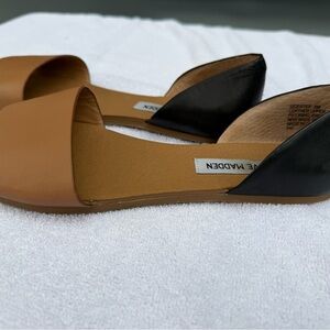 Steve Madden Two-Tone Leather D'Orsay Sandal — Tan and Black